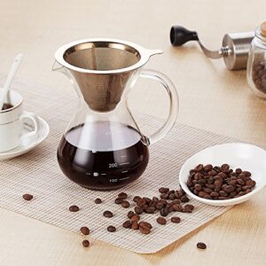 GVODE Glass Pour Over Coffee Maker, 400ml/14oz Double-Layer Stainless Steel Filter, Glass Coffee Pot, Ounce Hand Manual Coffee Dripper