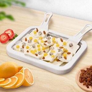 Ice Cream Roll Maker, with 2 Scrapers Ice Cream Maker Pan Multifunctional Cold Sweet Fried Food Plate for Making Rolled Ice Cream Soft Serve Slushies Frozen Yogurt Sorbet and Gelato(8.9X6.9 inch)