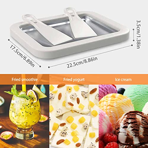 Ice Cream Roll Maker, with 2 Scrapers Ice Cream Maker Pan Multifunctional Cold Sweet Fried Food Plate for Making Rolled Ice Cream Soft Serve Slushies Frozen Yogurt Sorbet and Gelato(8.9X6.9 inch)
