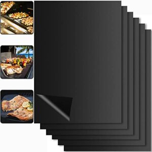 Non-Stick BBQ Grill Mats (Set of 6) Heavy Duty, Reusable, and Easy to Clean - Works for Gas Grill, Electric, Charcoal, Smokers