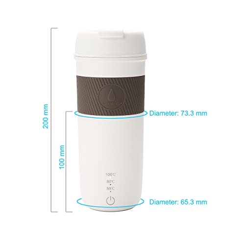 Portable Travel Heating Mug, Mini Electric Cup, 55℃ / 80℃ / 100℃ Optional, 304 Stainless Steel Liner Kettle, 12 Hours Insulation Function, 300W 350 ml Fashion Electric Thermos, Automatic Shut-Off