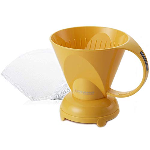 Clever NEW Yellow Coffee Dripper Coffee Maker Safe BPA Free Plastic Hassle-Free Ways Make Manual Pour Over Coffee & Cold Brew, 10 Fl Oz.