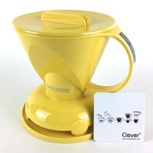 Clever NEW Yellow Coffee Dripper Coffee Maker Safe BPA Free Plastic Hassle-Free Ways Make Manual Pour Over Coffee & Cold Brew, 10 Fl Oz.