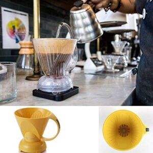 Clever NEW Yellow Coffee Dripper Coffee Maker Safe BPA Free Plastic Hassle-Free Ways Make Manual Pour Over Coffee & Cold Brew, 10 Fl Oz.