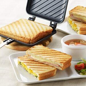 Happy Sales HSGS-HPNI, Grilled Sandwich Panini Maker Hot Sandwich Maker Pan Nonstick Aluminum Flip Pan