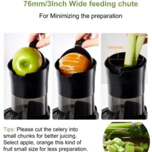 Cold Press Juicer, Qvin Slow Masticating Juicer Machines with Big Wide Chute, Nutrient Electric juicer machines Vegetable And Fruit, slow Juicer Machine BPA-Free, Easy to Clean，extractor de jugos y vegetales