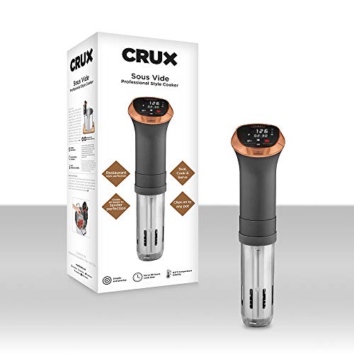 Crux Sous Vide Precision Cooker, Healthy Professional Style Slow Cooking, Quiet 360 Degree Pump, Backlit Touchscreen Display, Matte Back/Copper, one size