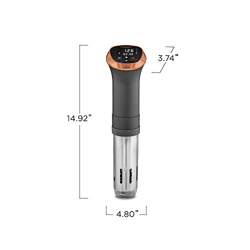 Crux Sous Vide Precision Cooker, Healthy Professional Style Slow Cooking, Quiet 360 Degree Pump, Backlit Touchscreen Display, Matte Back/Copper, one size