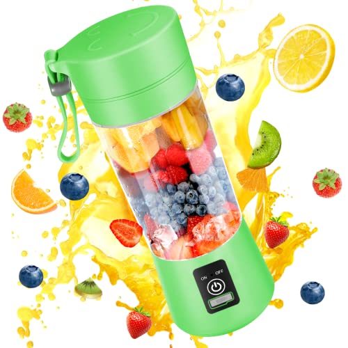 Portable Blender, Personal Size Blender with USB Rechargeable Mini Fruit Juice Mixer, Personal Blender for Smoothies and Shakes Mini Juicer Cup Travel 380ML