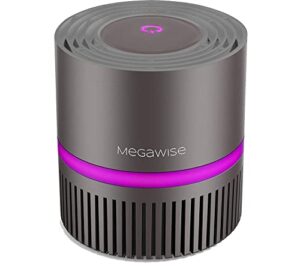 megawise h13 true hepa air purifier cleaner for home bedroom small room office, help to purify for smoke, dust, pet dander, ozone free, fully certified