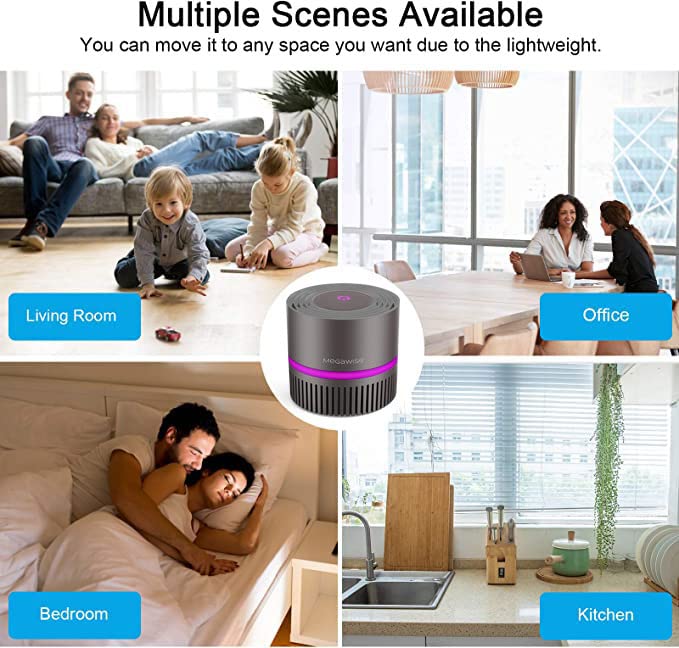 MEGAWISE H13 True HEPA Air Purifier Cleaner for Home Bedroom Small Room Office, help to purify for Smoke, Dust, Pet Dander, Ozone Free, Fully Certified