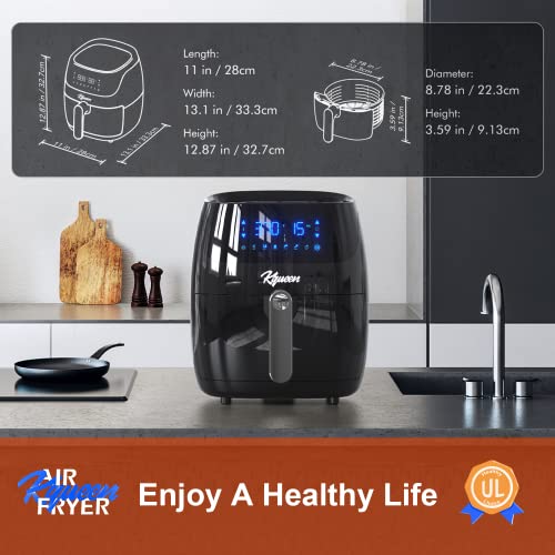 Air Fryer Oven Combo, 4.7QT Hot Oven Large Oilless Cooker, 360° Hot Air Circulation, LED Touch Screen with 6 Presets, Nonstick and Dishwasher Safe Square Design Basket, Recipes Included, Black (4.7 Qt)