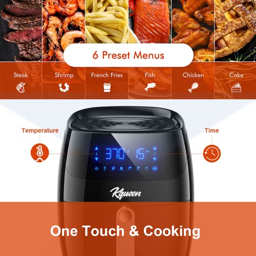 Air Fryer Oven Combo, 4.7QT Hot Oven Large Oilless Cooker, 360° Hot Air Circulation, LED Touch Screen with 6 Presets, Nonstick and Dishwasher Safe Square Design Basket, Recipes Included, Black (4.7 Qt)