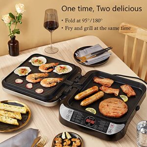 LIVEN Electric Baking Pan LR-FD431 Skillet Griddle, US DuPont Non-Stick Coating,Removable Upper and Lower Grill Pan, Easy to Clean,Electric Indoor Grill/Griddle