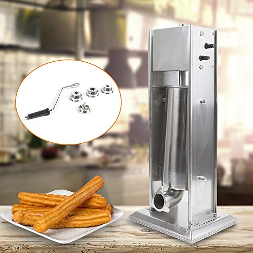 5L Commercial Manual Churros Maker Machine Stainless Steel Latin Fruit Machine with 4 Nozzles Heavy Duty Churros Machine