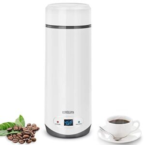 portable electric kettle, inbuilt ＆ hidden cord upgrade, travel electric water boiler w/ current display, 8 preset temp, small capacity instant brewing for tea, coffee, milk, on the go (11.8 oz)