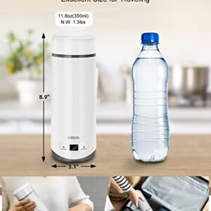 Portable Electric Kettle, Inbuilt ＆ Hidden Cord Upgrade, Travel Electric Water Boiler w/ Current Display, 8 Preset TEMP, Small Capacity Instant Brewing for Tea, Coffee, Milk, On The Go (11.8 Oz)