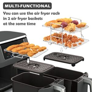 Air Fryer Rack for Ninja Dual Air Fryer with Air Fryer Magnetic Cheat Sheet Air Fryer Accessories for Ninja Foodi 304 Stainless Steel Multi-Layer Stackable Dehydrator Air Fryer Rack for Oven