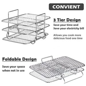 Air Fryer Rack for Ninja Dual Air Fryer with Air Fryer Magnetic Cheat Sheet Air Fryer Accessories for Ninja Foodi 304 Stainless Steel Multi-Layer Stackable Dehydrator Air Fryer Rack for Oven