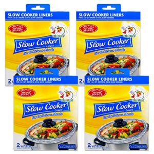 slow cooker liners regular size set – 8 pack bulk disposable slower cooking bags for round and over slower cooker (fits 3-6.5 quart)