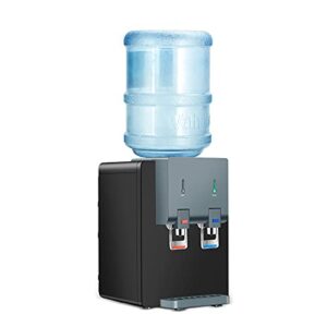 ACCVI Premium Countertop Water Cooler Dispenser, Holds 3 or 5 Gallon Jug, Top Loading, Hot and Cold Water, Child Safety Lock, Compact Design Ideal For Homes, Kitchens, Offices, Dorms, Black