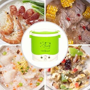 1 Cup Mini Rice Cooker Steamer 12V For Car, Cooking For Soup Porridge and Rice, Cooking Heating and Keeping Warm Function, Can be Used As a Electric Lunch Box (12v green)