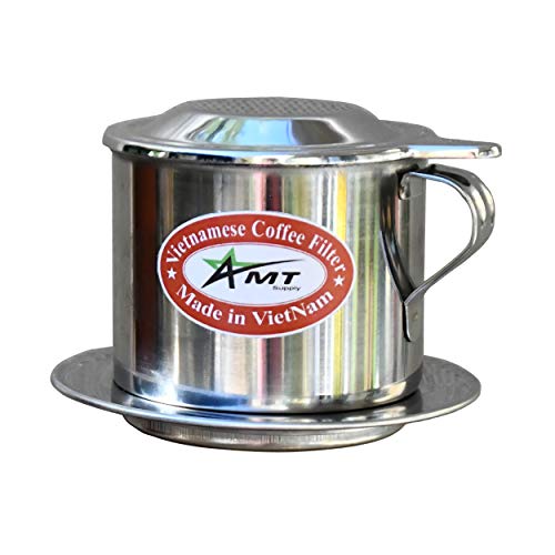 AMT 6.5 OZ Vietnamese Coffee Maker, 1 Serving Phin, Screw Down Coffee Vietnamese Coffee Filter Vietnam Coffee Dripper for making Vietnamese Style at Home Office(7, Handle))