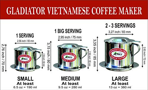 AMT 6.5 OZ Vietnamese Coffee Maker, 1 Serving Phin, Screw Down Coffee Vietnamese Coffee Filter Vietnam Coffee Dripper for making Vietnamese Style at Home Office(7, Handle))