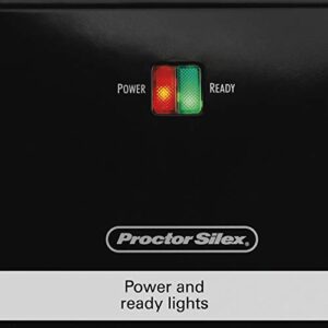 Proctor Silex 4-Slice Non-Stick Belgian Waffle Maker with Indicator Lights, Compact Design, Black (26051)