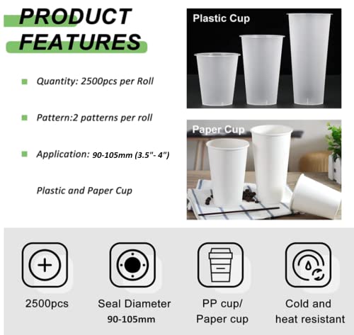 JIAWANSHUN Cup Sealer Film 90-105mm (3.55"- 4") for Boba Milk Tea Cup Sealing Film