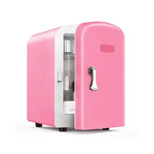 mini fridge 4 liter ac/dc energy saving cooler and warmer refrigerator, portable personal fridge for office, car, bedroom, 100% freon-free great for skincare, fruit, food, medicine(pink) – f…