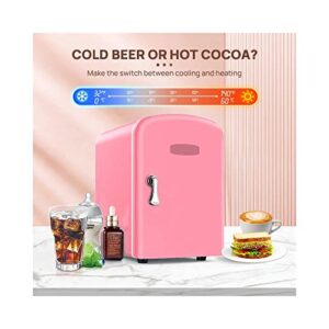 Mini Fridge 4 Liter AC/DC Energy Saving Cooler And Warmer Refrigerator, Portable Personal Fridge For Office, Car, Bedroom, 100% Freon-Free Great For Skincare, Fruit, Food, Medicine(Pink) - F…