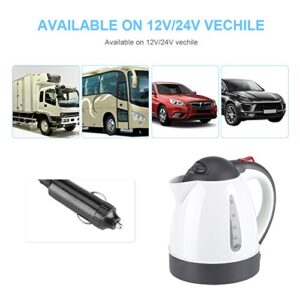 Fdit Portable Car Electric Kettle Road Trip Travel Cigarette Lighter DC12V/24V Heated Water Tea Coffee Kettle Auto Shut Off (1000ml (Kettle) (12V)