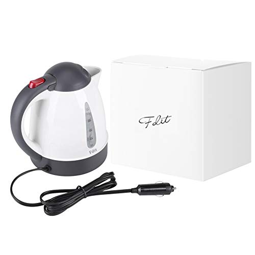 Fdit Portable Car Electric Kettle Road Trip Travel Cigarette Lighter DC12V/24V Heated Water Tea Coffee Kettle Auto Shut Off (1000ml (Kettle) (12V)