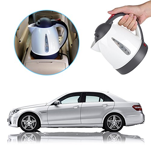 Fdit Portable Car Electric Kettle Road Trip Travel Cigarette Lighter DC12V/24V Heated Water Tea Coffee Kettle Auto Shut Off (1000ml (Kettle) (12V)