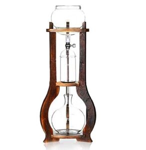 nispira iced coffee cold brew drip tower coffee maker wooden, 6-8 cup