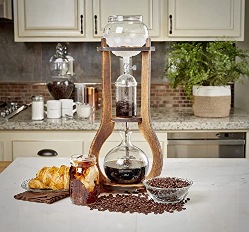 Nispira Iced Coffee Cold Brew Drip Tower Coffee Maker Wooden, 6-8 cup