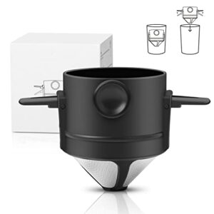 anroye pour over coffee filter, portable stainless steel reusable coffee dripper cone – mini collapsible paperless single serve 1-2 cup coffee maker for travel camping offices backpacking