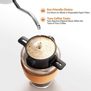 ANROYE Pour Over Coffee Filter, Portable Stainless Steel Reusable Coffee Dripper Cone - Mini Collapsible Paperless Single Serve 1-2 Cup Coffee Maker for Travel Camping Offices Backpacking