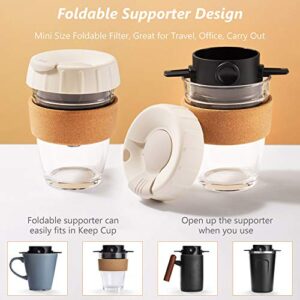 ANROYE Pour Over Coffee Filter, Portable Stainless Steel Reusable Coffee Dripper Cone - Mini Collapsible Paperless Single Serve 1-2 Cup Coffee Maker for Travel Camping Offices Backpacking