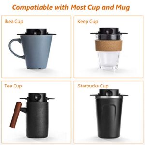 ANROYE Pour Over Coffee Filter, Portable Stainless Steel Reusable Coffee Dripper Cone - Mini Collapsible Paperless Single Serve 1-2 Cup Coffee Maker for Travel Camping Offices Backpacking