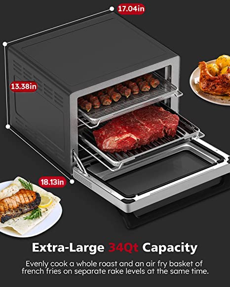 Nuwave TODD ENGLISH iQ360 Digital Smart Oven, 20-in-1 Convection Infrared Grill Griddle Combo, 34-Qt Mega Capacity, 1800 Watts, Adjustable Triple Surround Heat Zones, Smart Thermometer, WIFI Enabled