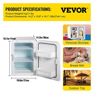 VEVOR 15L Mini Fridge,12V Portable Cooler & Warmer, Lightweight Beauty Fridge With Glass Front,Mini Fridge 15 Liter/18 Can For Food, Drinks, Skincare, Beauty, Makeup & Cosmetics (Green)