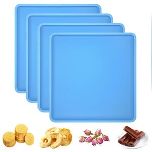 4pcs silicone dehydrator sheets with edge, fruit leather trays for 13″ x 12″ dehydrator trays, compatible with cosori cp267-fd, non-stick reusable dehydrator mats liner for meat, herbs, vegetable