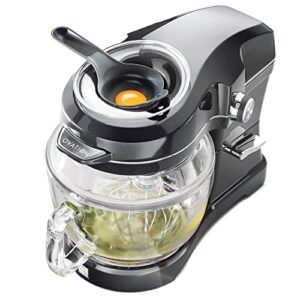 Kenmore Elite Ovation 5 Qt Stand Mixer, 500 Watts, with Revolutionary Pour-In Top, Tilt Head, Flat Beater, Whisk, Dough Hook, 360-degree Splash Guard, Glass Bowl, LED Light, Metallic Grey