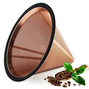 wedrink stainless steel pour over coffee filter reusable and permanent v60 coffee cone dripper mesh coffee filter paperless coffee maker (rose gold)