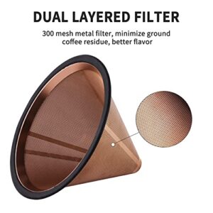 Wedrink Stainless Steel Pour Over Coffee Filter Reusable and Permanent V60 Coffee Cone Dripper Mesh Coffee Filter Paperless Coffee Maker (Rose Gold)