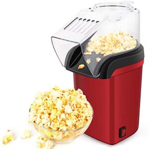 hot air popper, electric popcorn maker machine with 1200w, no oil needed, healthy and delicious snack for kids, adults. great for holding parties in home and watching movies with family