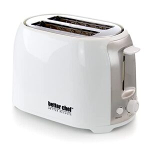 better chef 2-slice toaster | wide-slot | cool touch | reheat & defrost | brushed stainless trim (white)