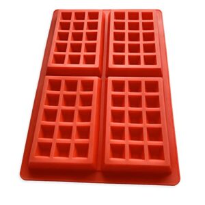 Silicone Waffle Mold for Baking, Non Stick, Dishwasher Safe, Square Shape Set of 2, Red